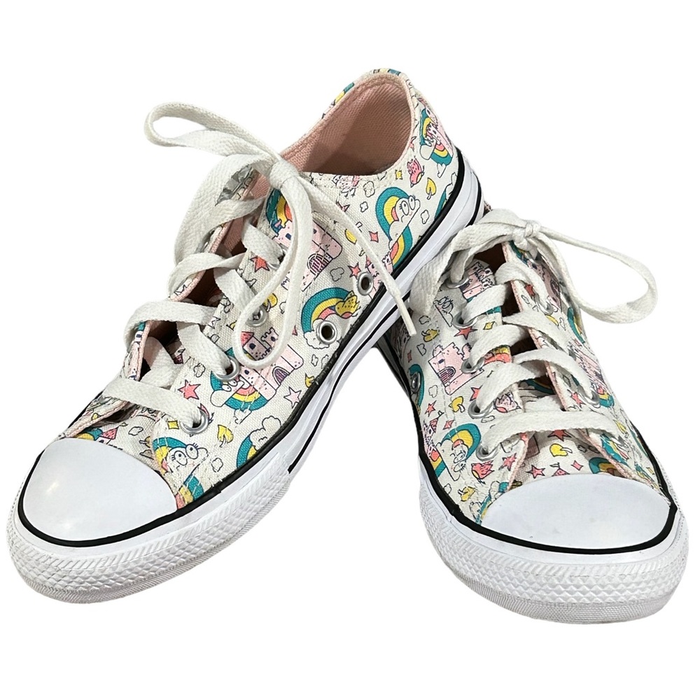 Converse Low Top All Star Chuck Taylors Lace Up Rainbows & Castles Shoes Sz 3